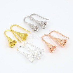 Brass Earring Hooks for Earring Design, for Half Drilled Beads, Mixed Color, 23x6mm, Pin: 0.7 & 0.8mm(KK-M047-01)