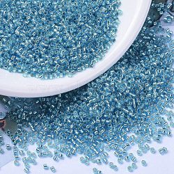 MIYUKI Delica Beads, Cylinder, Japanese Seed Beads, 11/0, (DB1209) Silverlined Ocean Blue, 1.3x1.6mm, Hole: 0.8mm, about 20000pcs/bag, 100g/bag(SEED-J020-DB1209)