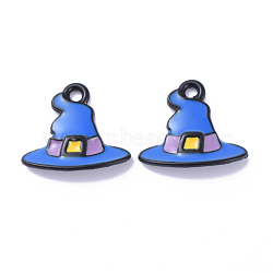 Alloy Enamel Charms, Witch Hat Charms, Magic Hat, for Halloween, Blue, 13x15x2mm, Hole: 1mm(ENAM-D040-B04)
