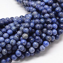 Natural Grade AA Dumortierite Quartz Round Bead Strands, 4mm, Hole: 1mm, about 90pcs/strand, 15.7 inch(X-G-P075-43-4mm)