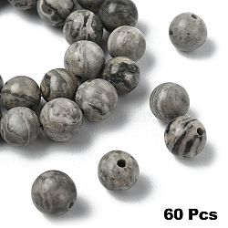 60Pcs Natural Map Stone/Picasso Stone/Picasso Jasper Beads, Round, 6mm, Hole: 1mm(G-YW0002-13A)