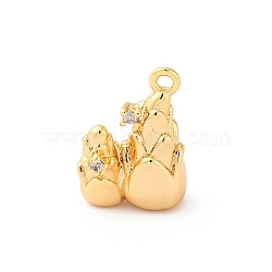 Brass Rhinestone Crystal Pendants, Cadmium Free & Nickel Free & Lead Free, Bamboo Shoots Charm, Real 18K Gold Plated, 14.5x10x5.5mm, Hole: 1.2mm(KK-E793-07G)