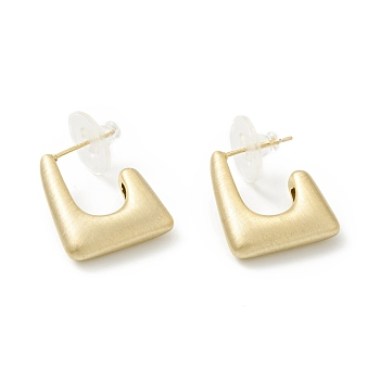 Alloy Trapezoid Stud Earrings with 925 Sterling Silver Pin, Half Hoop Earrings for Women, Golden, 20x18x5mm, Pin: 0.7mm