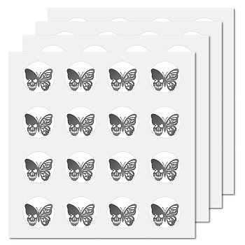 8 Sheets Plastic Waterproof Self-Adhesive Picture Stickers, Round Dot Cartoon Decals for Kid's Art Craft, Butterfly, 150x150mm