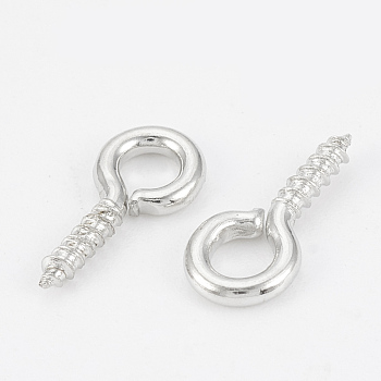 Iron Screw Eye Pin Peg Bails, For Half Drilled Beads, Nickel Free, Platinum, 10x4x1mm, Hole: 2mm