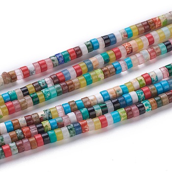 Natural & Synthetic Assorted Beads Strands, Heishi Beads, Flat Round/Disc, 4x2.5mm, Hole: 0.7mm, about 167pcs/strand, 15.43''(39.2cm)