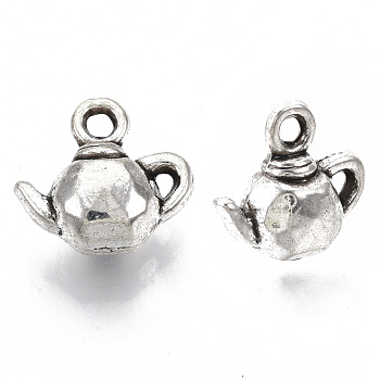 Tibetan Style Alloy Charms, Cadmium Free & Lead Free, Kettle, Antique Silver, 11x12x6.5mm, Hole: 1.6mm, about 640pcs/1000g