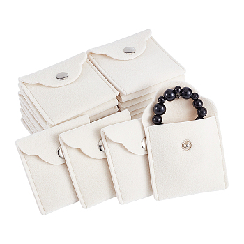 Velet Jewelry Storage Bags, with Snap Buttons, Square, Cornsilk, 5.8x5.9x0.85cm