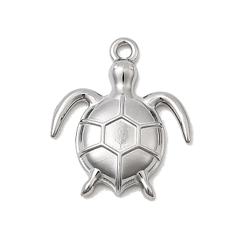 Marine Organism Theme 304 Stainless Steel Charms, Stainless Steel Color, Turtle, 13.5x11x2.5mm, Hole: 1mm