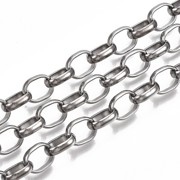 Iron Rolo Chains, Belcher Chains, Unwelded, with Spool, Gunmetal, 10x8x2.5mm, about 82.02 Feet(25m)/roll