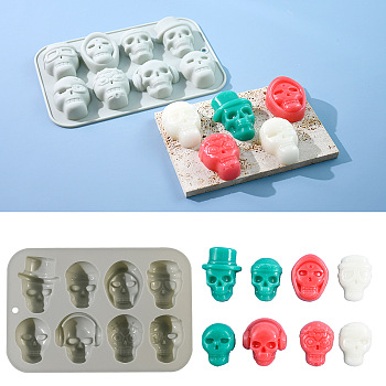 Halloween DIY Candle Making, Resin Casting Molds, For UV Resin, Epoxy Resin Craft Making, White, Skull, 127x190x20mm