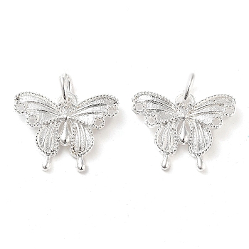 Alloy Pendants, with Jump Rings, Butterfly Charms, Silver, 13x17x2mm, Hole: 4mm