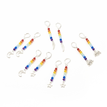 Natural Malaysia Jade with Alloy Charm Long Dangle Leverback Earrings, 7 Chakra Gemstone Jewelry for Women, Antique Silver, 60.5~69mm, Pin: 0.6mm