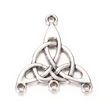 Tibetan Style Alloy Chandelier Components Links, Wish Knot Triangle, Cadmium Free & Lead Free, Antique Silver, 28.5x25x2mm, Hole: 2mm, about 450pcs/1000g