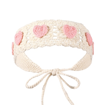 Lovely Cartoon Pattern Decorative Head Band, Hollow Out Knitted Hair Accessories, for Women And Girls, Heart, 440x60mm