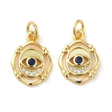Real 18K Gold Plated Clear Evil Eye Brass+Cubic Zirconia Pendants