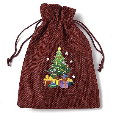 sacs de rangement en tissu de jute sur le thème de Noël(ABAG-F010-01B-08)-2