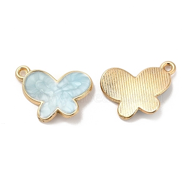 Golden Aqua Butterfly Alloy+Enamel Pendants
