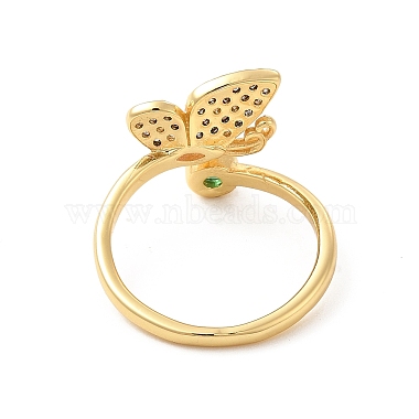 Красочное кольцо-манжета в форме бабочки из кубического циркония(RJEW-D076-07G)-2