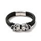 304 Stainless Steel Skull Beaded Double Loops Multi-strand Bracelet with Magnetic Clasp(BJEW-C021-23P)-1