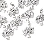 SHEGRACE Brass Clear Cubic Zirconia Pendants, Tree Charms, Cadmium Free & Lead Free & Nickel Free, Platinum, 16.5x13.5x2.5mm, Hole: 4x3mm(XGRQ3K587-559P)
