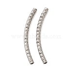304 Stainless Steel Tube Beads, Curved Tube, Stainless Steel Color, 40x3mm, Hole: 1.8mm(STAS-B128-13C-P)