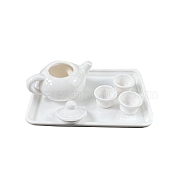 Mini Plastic Tea Set Model, Micro Landscape Dollhouse Accessories, Pretending Prop Decorations, White, 11~84x11~60mm(PW-WG9D107-01)