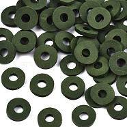 Handmade Polymer Clay Beads, for DIY Jewelry Crafts Supplies, Disc/Flat Round, Heishi Beads, Dark Green, 6x1mm, Hole: 2mm, about 1175pcs/50g(X-CLAY-Q251-6.0mm-81)