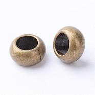 Tibetan Style Alloy Beads, Rondelle, Cadmium Free & Nickel Free & Lead Free, Antique Bronze, 9.5~10x5.5mm, Hole: 5.5mm, about 800pcs/1000g(TIBE-Q063-143AB-NR)