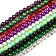 Mixed Painted Round Glass Beads Strands, Mixed Color, 8mm, Hole: 1mm, about 105pcs/strand, 31.8 inch(DGLA-X0002-8mm)