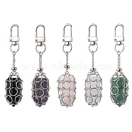 304 Stainless Steel Chain Pouch Natural Gemstone Pendant Decorations, with Alloy Swivel Clasps, Stainless Steel Color, 94mm(HJEW-JM01888-01)