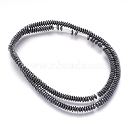 Non-magnetic Synthetic Hematite Beads Strands, Heishi Beads, Flat Round/Disc, Original Color, 4x1~1.5mm, Hole: 1mm, about 258~261pcs/strand, 15.7 inch(40cm)(G-I208-03-A-4x1mm)
