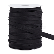 9M Polyester Piping Trim, Folding Cord Trim, Clothing Accessories, Black, 1/2 inch(12mm), about 54.68 Yards(50m)/Roll(OCOR-WH0090-024A)