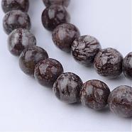 Natural Snowflake Obsidian Beads Strands, Round, 8~8.5mm, Hole: 1mm, about 47pcs/strand, 15.5 inch(G-Q462-8mm-37)