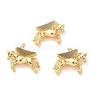 Brass Charms, Long-Lasting Plated, Unicorn with Wing, Real 18K Gold Plated, 13x16x3mm, Hole: 3mm, Jump Ring: 5x0.8mm(KK-G399-28)