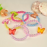 Transparent Acrylic Kids Bracelets for Children's Day Gift, Mixed Color, 45mm(BJEW-JB00613-M)