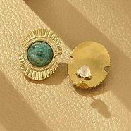 304 Stainless Steel Natural African Turquoise(Jasper) Stud Earrings, Oval, Golden, 22x17mm(EJEW-G421-02G-01)