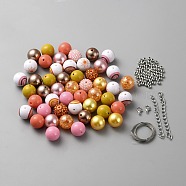 DIY Beaded Bracelet Pendant Decoration Making Kit, Including Acrylic Round Beads, Lobster Claw Clasps, Chain Extenders, Mixed Color, Beads: 115Pcs/set(DIY-CJC0007-03)