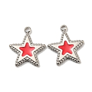304 Stainless Steel Charms, with Enamel, Star Charms, Stainless Steel Color, 14x12.5x1mm, Hole: 1.4mm(STAS-L022-173P)