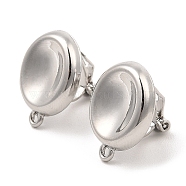 Alloy Clip-on Earring Findings, with Horizontal Loops, for Non-pierced Ears, Flat Round, Platinum, 18.5x15x13mm, Hole: 1.2mm(FIND-L015-009P)