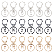 Alloy Keychain Clasp Findings, Snap Clasps, with Iron Rings, Mixed Color, 65mm, 3 colors, 6pcs/color, 18pcs/box(KEYC-OC0001-002)