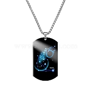 Stainless Steel Constellation Tag Pendant Necklace with Box Chains, Aquarius, 23.62 inch(60cm)(ZODI-PW0006-01A)