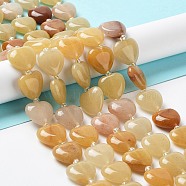 Natural Yellow Aventurine Beads Strands, with Seed Beads, Heart, 14~15x15x6~6.5mm, Hole: 1.4mm, about 23~24pcs/strand, 14.57''(37cm)(G-E614-A23-01)