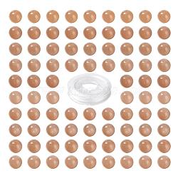 100Pcs 8mm Grade AAA Natural Gemstone Sunstone Round Beads, with 10m Elastic Crystal Thread, for DIY Stretch Bracelets Making Kits, 8mm, Hole: 1mm(DIY-LS0002-56)