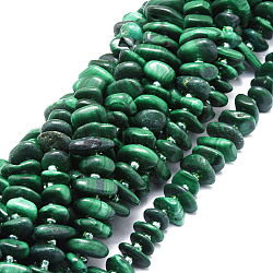 Synthetic Malachite Beads Strands, Nuggets, 8~11x9~14x1.5~5mm, Hole: 0.8mm, about 74pcs/strand, 15.55''(39.5cm)(G-E569-J10)
