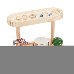 2-Tier Oval Wood Display Racks, Tabletop Small Items Storage Tray for Figures, Gemstone, Jewelry, Keychain Storage, Home Decoration, Light Yellow, 9.9x16.7x12.6cm(ODIS-WH0025-127B)