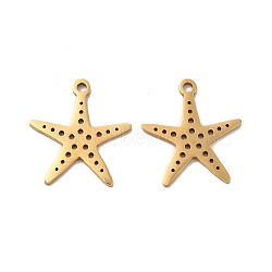 201 Stainless Steel Pendants, Starfish Charm, Golden, 17x15x1mm, Hole: 1.4mm(STAS-K251-075G)