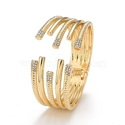 Crystal Rhinestone Cuff Bangle, Hinged Wide Open Bangle for Women, Light Gold, Inner Diameter: 1-7/8x2-3/8 inch(4.85x6.05cm)(BJEW-K223-03KCG)