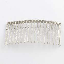 Iron Hair Comb Findings, Platinum, 38x75x5mm(OHAR-R267-02)