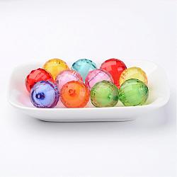 Mixed Color Chunky Bubblegum Beads, Transparent Acrylic Faceted Round Beads, Bead in Bead, 20mm, Hole: 2mm(X-TACR-S086-20mm-M)